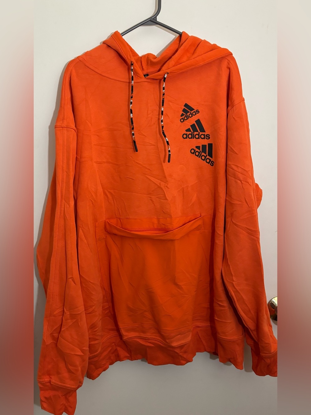 adidas Orange Hoodie with large pouch pocket XL